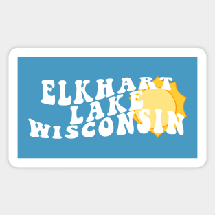 Sunshine in Elkhart Lake Wisconsin Retro Wavy 1970s Summer Text Sticker